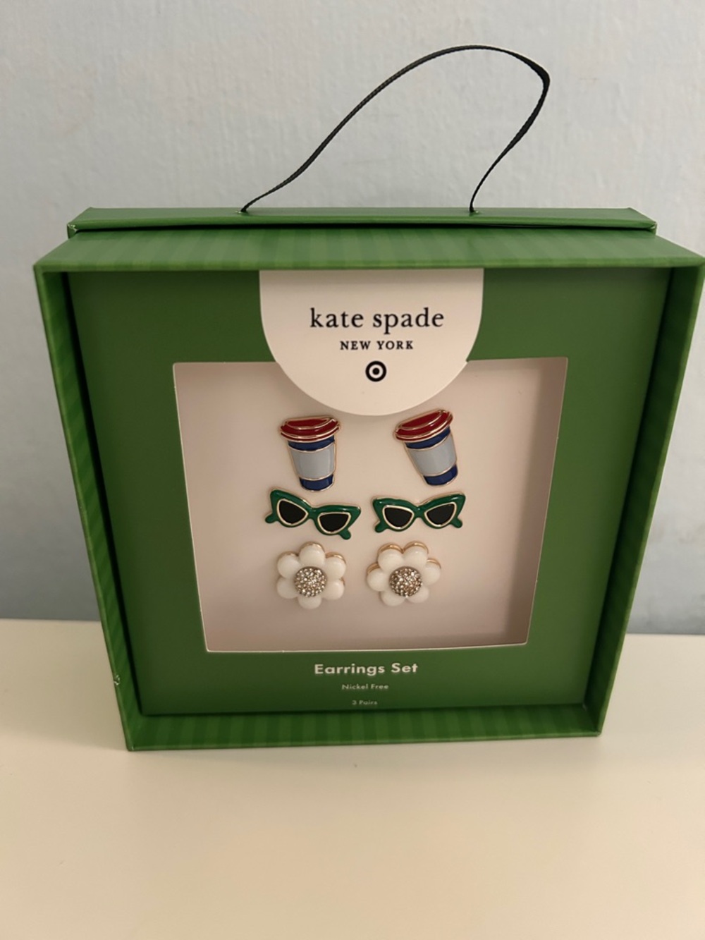 kate spade Green Sunglasses, White Flower & Blue Coffee Cup Earring Set - Picture 2 of 8